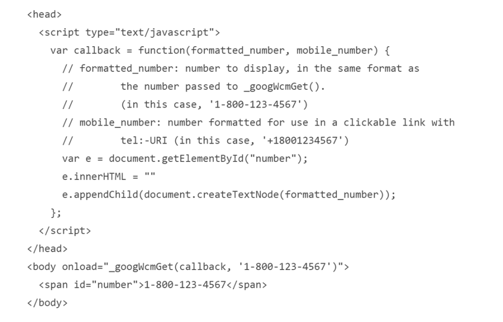 Configuring Website Call Conversions Step 2