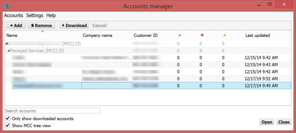 Multiple Accounts in Adwords Editor